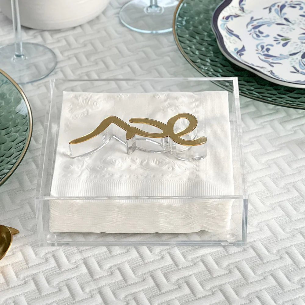 Lucite Napkin Holder with Shabbos Weight - Little Somethings NYC